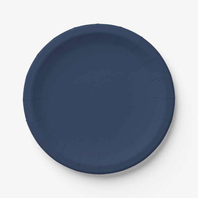 Französisch Navy Blue Solid Color Pappteller (Vorderseite)