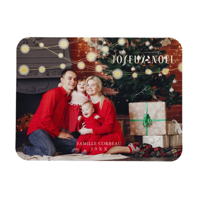 Französisch Noël Moderne Elegante Chic Foto Famili Magnet (Horizontal)