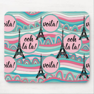 Französisch Ooh la la la! Voila! Chic Eiffel Tower Mousepad