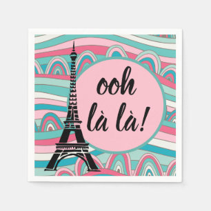 Französisch Ooh la la!/ Monogramm mit Eiffelturm Serviette