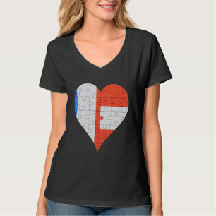 Französisch-Österreichisches Flaggenherz T-Shirt