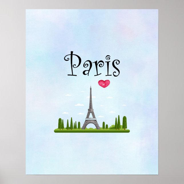 Französisch Paris mit Eiffelturm Poster (Vorne)