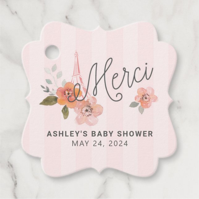 Französisch Parisian Favor Tag Geschenkanhänger (Vorderseite)
