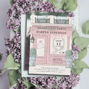 Französisch Patisserie Paris Pink Abschluss Foto Einladung