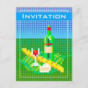 Französisch picknickpixel art 8-bit bunt lustig postkarte