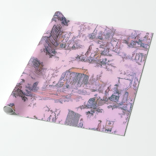 Französisch Pink Toile de Jouy Chinoiserie Dekoupa Geschenkpapier