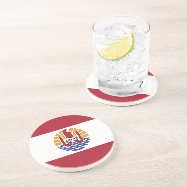 Französisch-Polynesien-Flagge Getränkeuntersetzer (Seite)