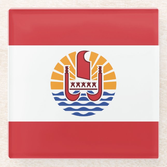 Französisch-Polynesien-Flagge Glasuntersetzer (Vorderseite)