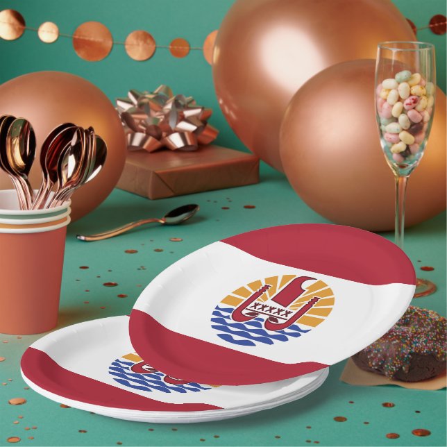 Französisch-Polynesien-Flagge Pappteller (Multi)