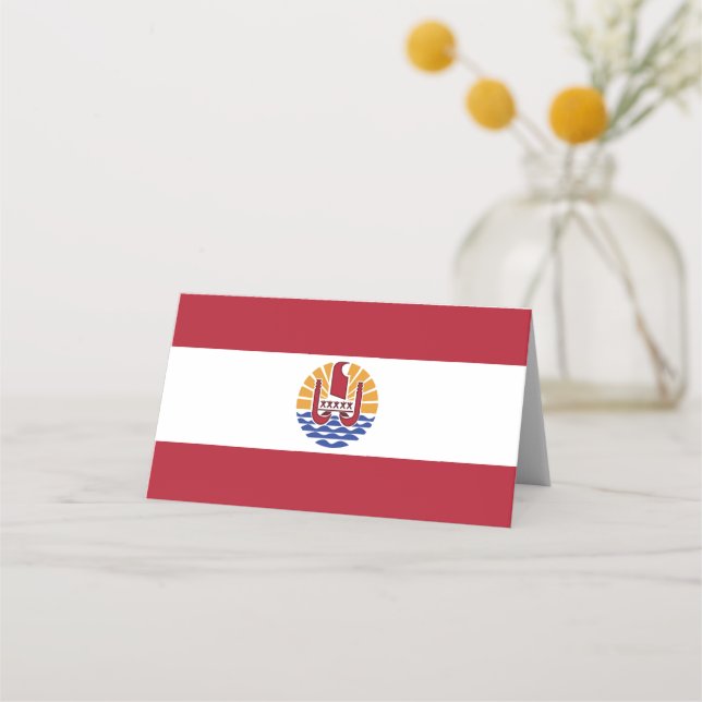 Französisch-Polynesien-Flagge Platzkarte (Vorderseite)
