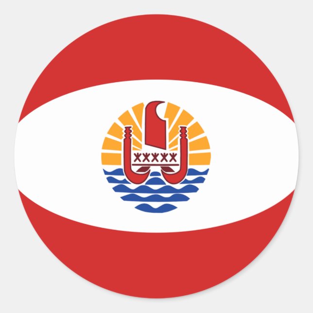 Französisch-Polynesien-Flagge Runder Aufkleber (Vorderseite)