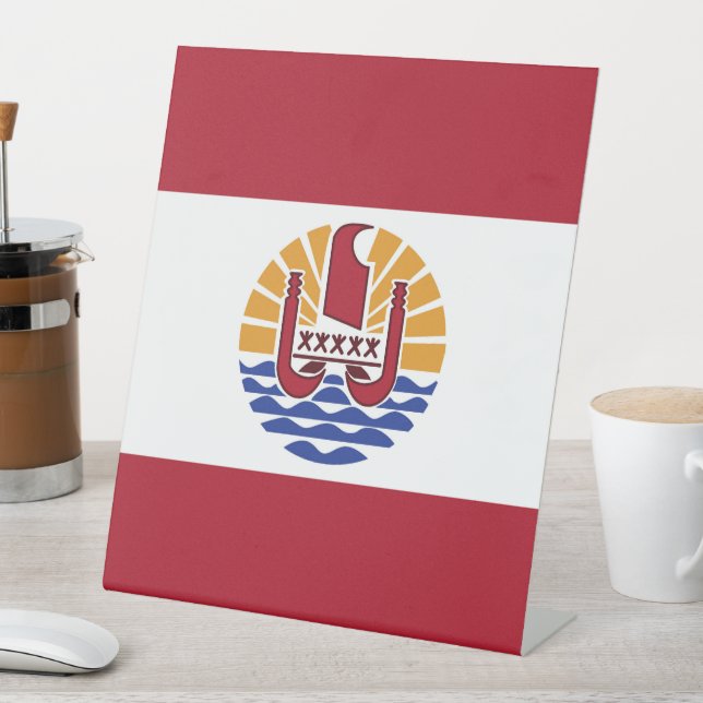Französisch-Polynesien-Flagge Sockelschild (In Situ)