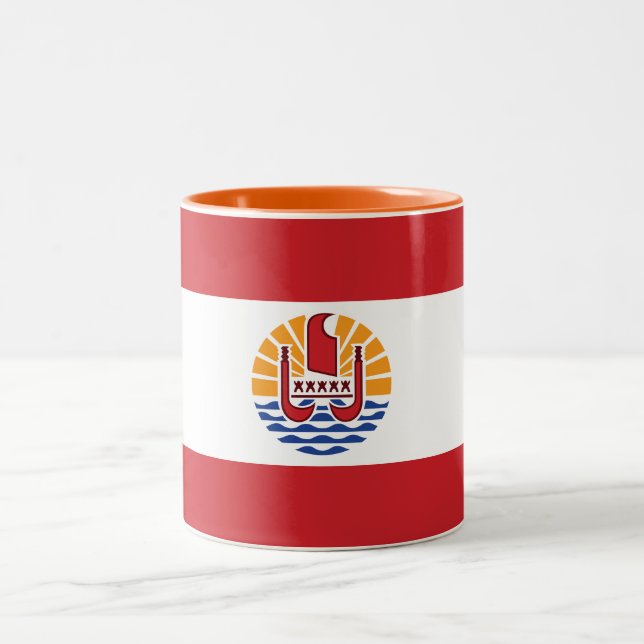Französisch-Polynesien-Flagge Zweifarbige Tasse (Mittel)