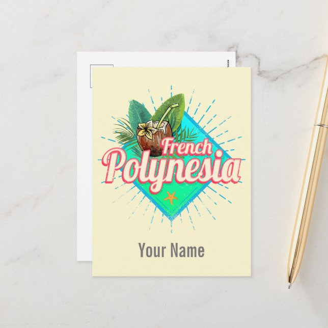 Französisch-Polynesien-Insel Pazifischer Vintager  Feiertagspostkarte (Vorderseite/Rückseite Beispiel)