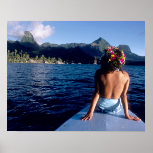 Französisch-Polynesien, Moorea. Frauen mit Blick a Poster