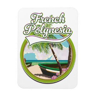 Französisch-Polynesien Reise Logo. Magnet