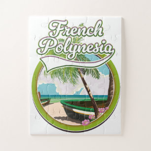 Französisch-Polynesien Reise Logo. Puzzle