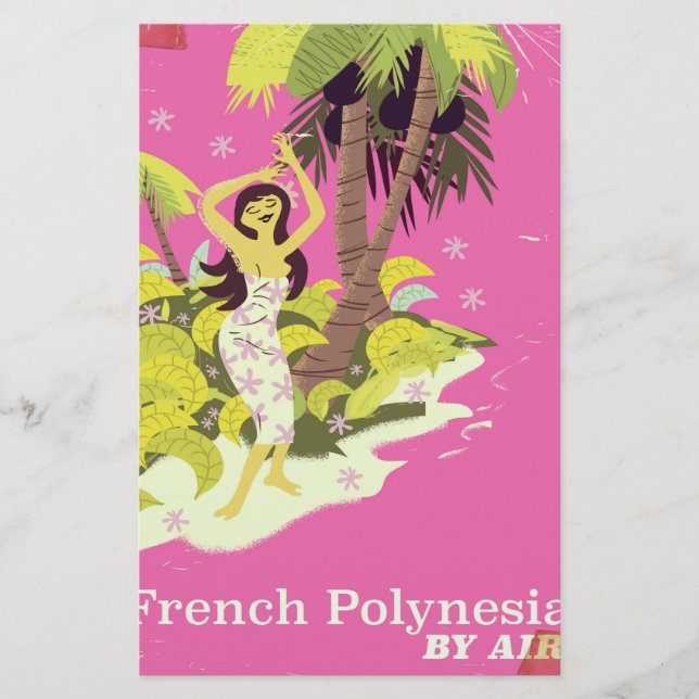 Französisch-Polynesien-Vintage-Poster Briefpapier (Vorderseite)