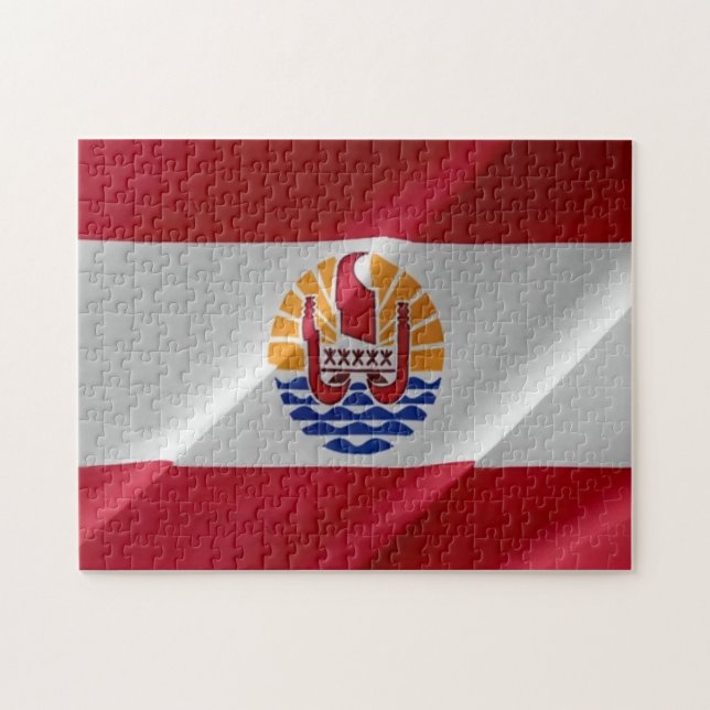 Französisch-Polynesien - Waving Flag - Puzzle (Horizontal)
