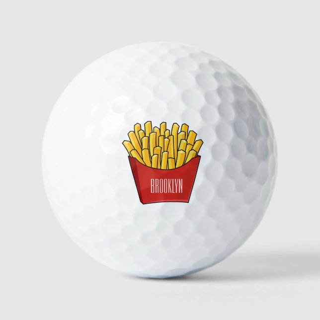 Französisch Pommes Cartoon Abbildung Golfball (Vorderseite)