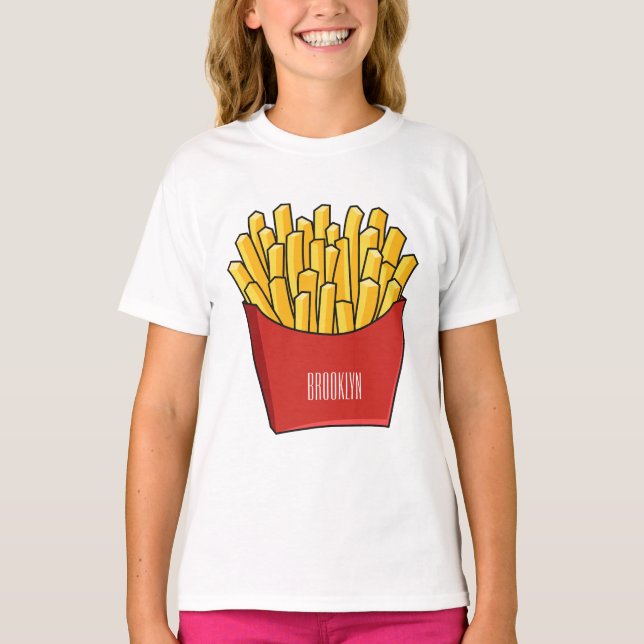Französisch Pommes Cartoon Abbildung T-Shirt (Vorderseite)