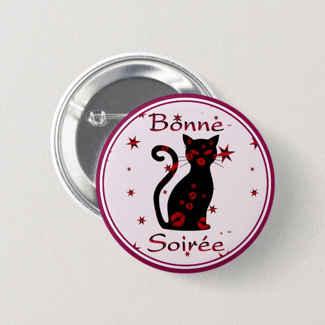 Französisch: Schaltfläche "Bonne Soiree" Button (Vorne & Hinten)