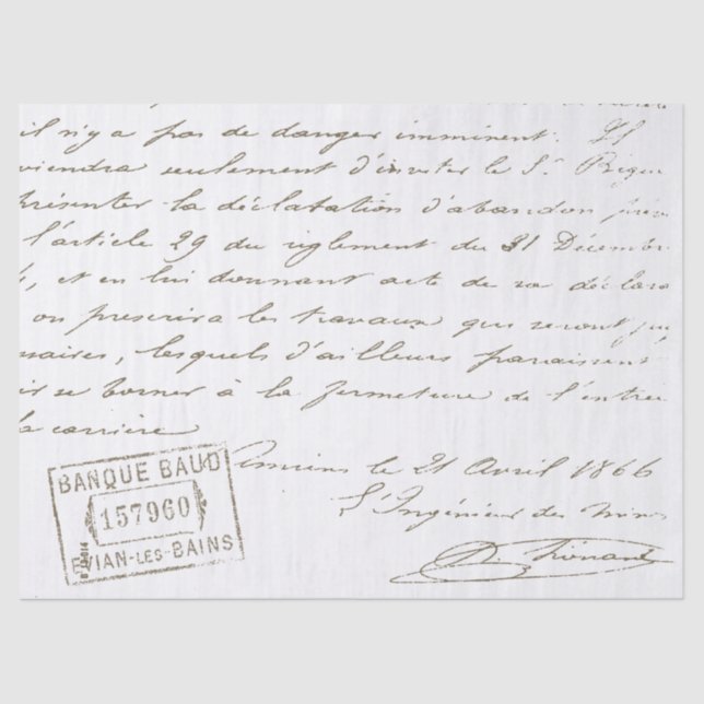 Französisch-Script-Vintag Stempelschreiben-Dekoute Seidenpapier (Vorderseite)