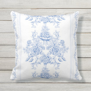 Französisch, Shabby Chic, Vintag, blassblau, wei Kissen Für Draußen