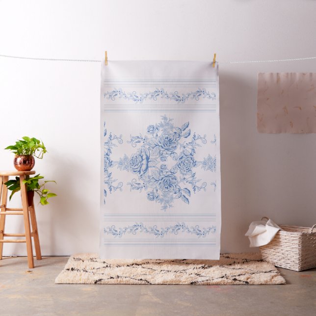 Französisch, Shabby Chic, Vintag, blassblau, weiß, Stoff (Beispiel)