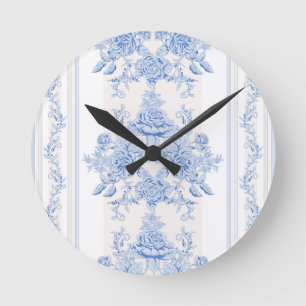 Französisch, shabby chic, vintage, blassblau, weiß runde wanduhr