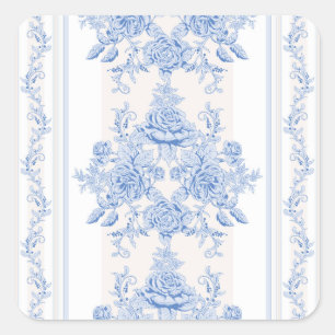 Französisch, shabby chic, vintage, hellblau, weiß, quadratischer aufkleber