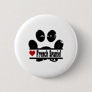 Französisch Spanisch Dog Paw Print Button
