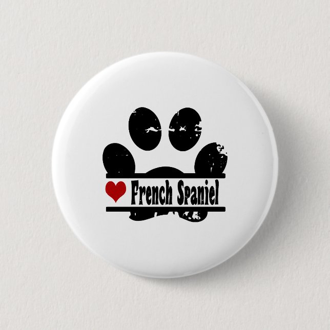 Französisch Spanisch Dog Paw Print Button (Vorderseite)