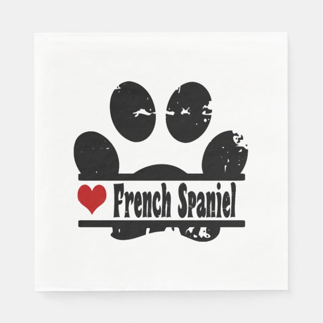 Französisch Spanisch Dog Paw Print Serviette (Vorderseite)