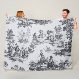 Französisch toile de joues Schwarz-Weiß elegant Fleecedecke