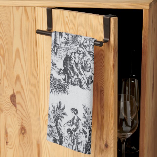 Französisch toile de joues Schwarz-Weiß elegant Geschirrtuch (Drittel gefaltet)