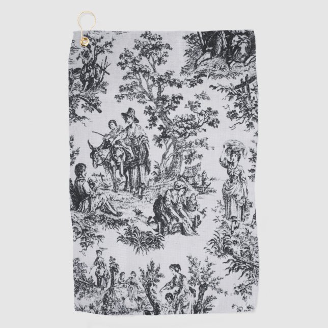 Französisch toile de joues Schwarz-Weiß elegant Golfhandtuch (Vorderseite)