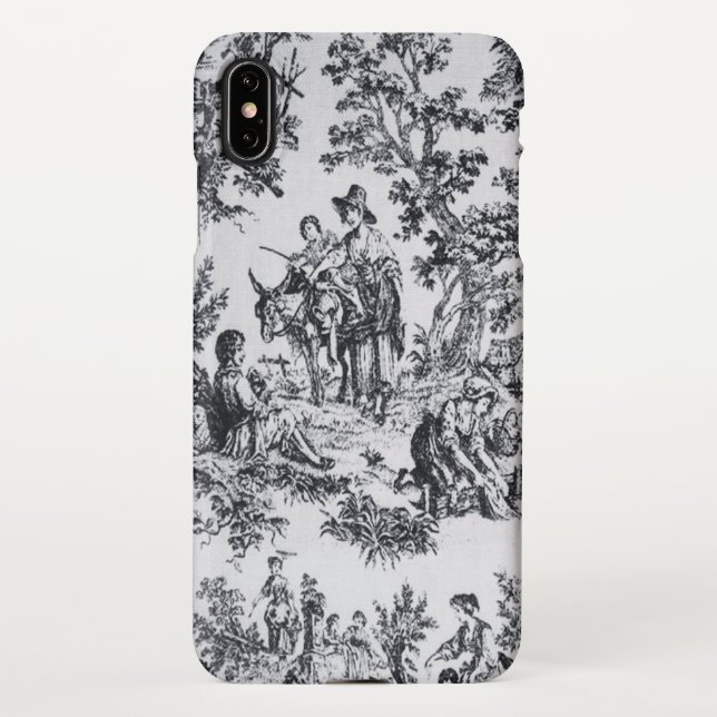 Französisch toile de joues Schwarz-Weiß elegant iPhone Hülle (Rückseite)