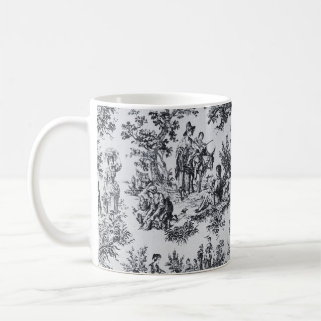 Französisch toile de joues Schwarz-Weiß elegant Kaffeetasse (Links)