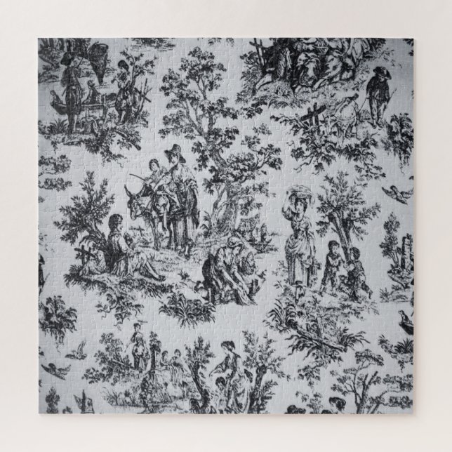 Französisch toile de joues Schwarz-Weiß elegant Puzzle (Vertikal)