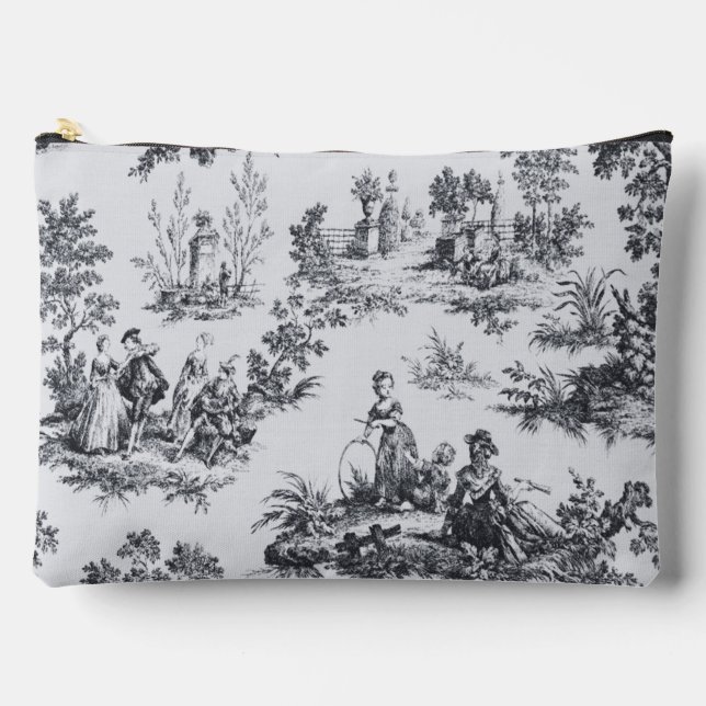 Französisch toile de joues Schwarz-Weiß elegant Zubehörtasche (Vorderseite)