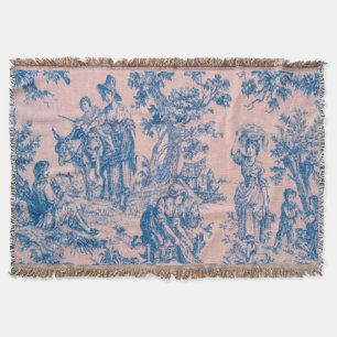 Französisch toile de jouy blau und rosa elegant decke