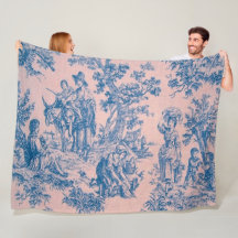 Französisch toile de jouy blau und rosa elegant