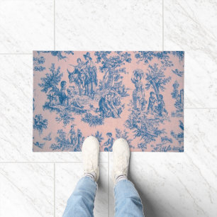 Französisch toile de jouy blau und rosa elegant fußmatte