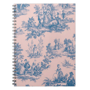 Französisch toile de jouy blau und rosa elegant notizblock