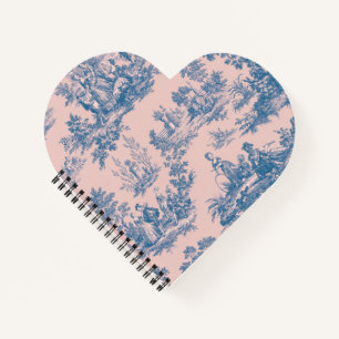 Französisch toile de jouy blau und rosa elegant notizbuch