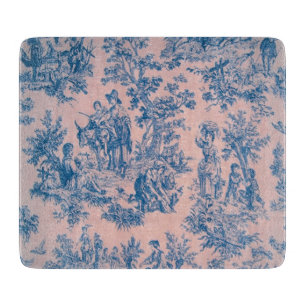 Französisch toile de jouy blau und rosa elegant schneidebrett