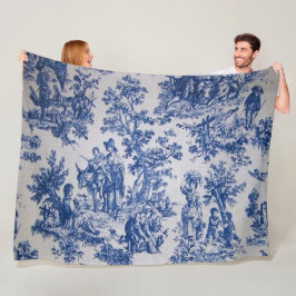 Französisch toile de jouy blau-weiß elegant fleecedecke