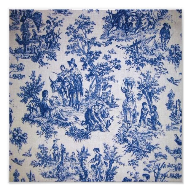 Französisch toile de jouy blau-weiß elegant fotodruck (Vorne)