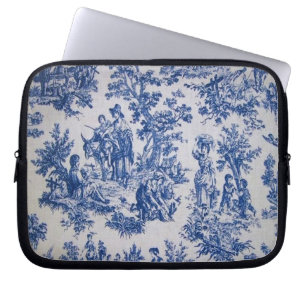 Französisch toile de jouy blau-weiß elegant laptopschutzhülle
